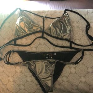 Silver caged bikini set